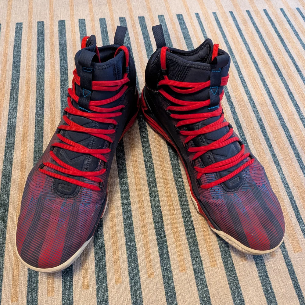 Under Armour Men's Navy and Red High-Top Sneakers - Picture 8 of 10